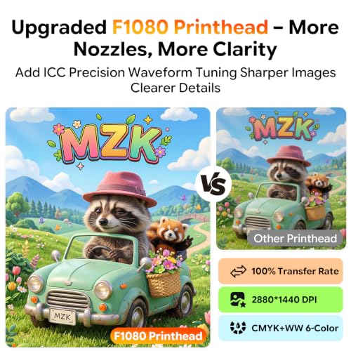 Image of MZK 14'' A3 Plus DTF Printer with F1080 printhead,One-Click Printer Moisturizing+24 /7 Automatic Timed Cleaning+Ink Anti-Clog Design,5 inch Smart Touchscreen,2X Speed Compared to L1800,2-Year Ink Included