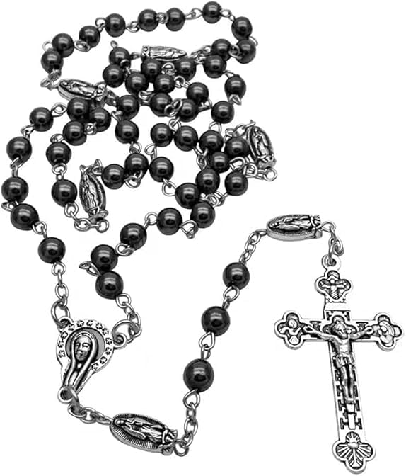 Rosary Beads Catholic for Man and Woman - Natural Black Stone Gemstone Rosary Beads, Catholic Gifts - Image 2