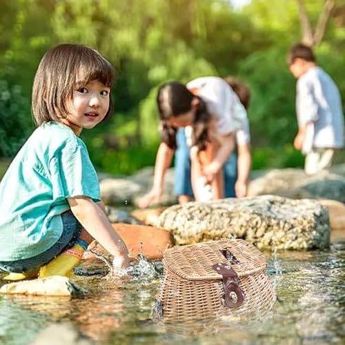 Panier à poisson osier avec couvercle et sangles réglables pour pêche