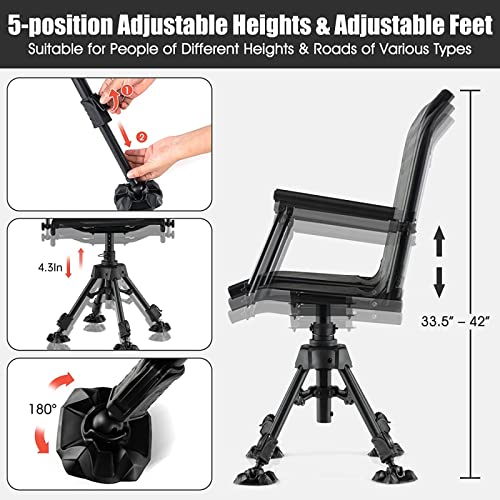 Image of Tangkula 360 Degree Swivel Hunting Chair with 4 Adjustable Legs