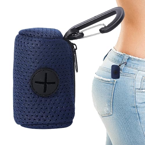Dispensador de bolsas para expresión de perros – Tejido de malla, cierre de cinturón, bolsillo con cremallera | Portabolsas con bolsa de alta capacidad para pasear perros, viajes, entrenamiento