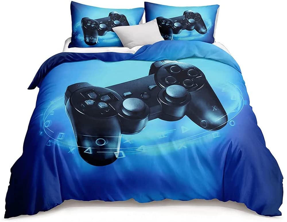 Duvet Cover for 90/105/135/150 Youth Boys Girls Game Player Gamepad Decoration Microfibre Pillowcase Bedding 3D 2/3 Pieces Bedding Set (Gamepad 3, Bed 105 200 x 200 cm)