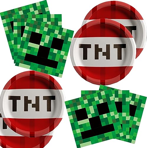 40Pcs Pixel Game birthday Party Supplies include 20 plates, 20 napkins for the Miner Game party decoration 40Pcs Pixel Game birthday Party Supplies include 20 plates, 20 napkins for the Miner Game party decoration