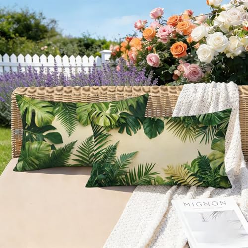 Housse de coussin 40x70 vert lot de 2 imperméable pour canapé de jardin et salon k-633
