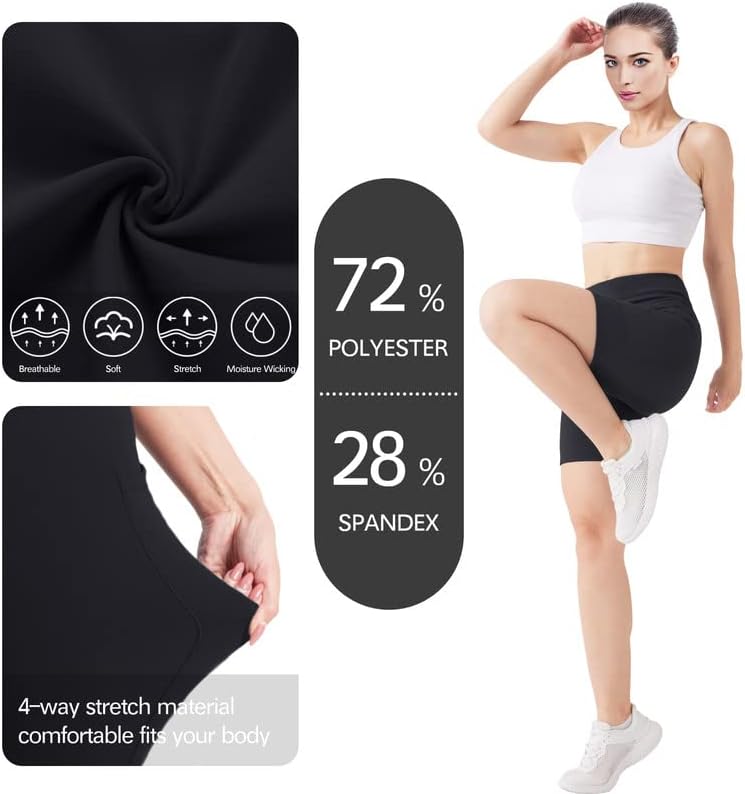 KOWBEAR Biker Shorts for Women Super Soft High Waisted Yoga Shorts 6” Tummy Control Workout Shorts with Pockets Running Gym - Image 3