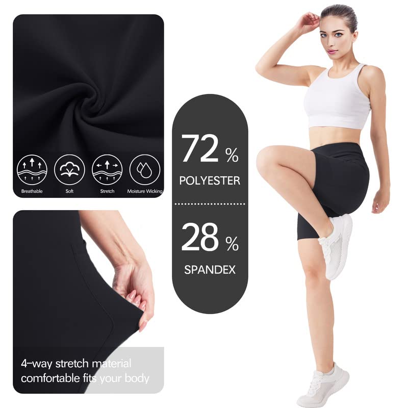 KOWBEAR Biker Shorts for Women Super Soft High Waisted Yoga Shorts 6” Tummy Control Workout Shorts with Pockets Running Gym3