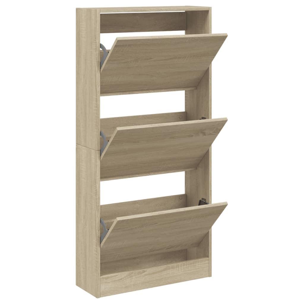 Zapatero de roble de 60 x 21 x 125 5 cm de madera de ingeniería nizador de almacenamiento de zapatos estante de almacenamiento de calzado muebles de pasillo para el hogar