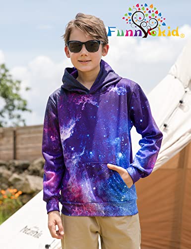 Image of Funnycokid Boys Hoodies Kids Sweatshirt Warm Youth Print Girls Hooded Clothes with Pocket 6-16 Years