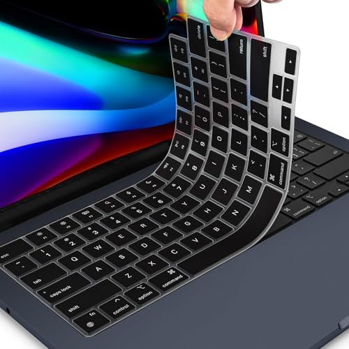 Image of OJOS Keyboard Protector Compatible with 2025 2024-2021 M4 M3 M2, Air 13.6 inch 15 inch A3240 A3113 A2681 A3241 A3114 A2941,Pro 14 inch 16 inch M4 M3 M2 M1 A3112 A3185 A3401 A3403 A3186 A2442 Cover Skin-Black