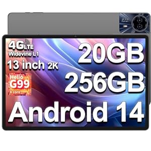 TECLAST T65MAX Tablet 13 Pulgadas Tablet Android 14, 20GB RAM+256GB ROM(TF 8TB), 4G LTE SIM+5GWiFi, Helio G99 Octa-Core 2.2GHz, 2K Tablet, 8MP+13MP/10000mAh/18W/BT5/GPS/Widevine L1/GMS/3.5MM Jack-2025