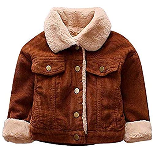 Baby Corduroy Coat, Toddler Boy Girl Winter Warm Clothes Vintage Fuzzy Fleece Lined Thick Jacket Outerwear (Coffee, 3-6 Months)