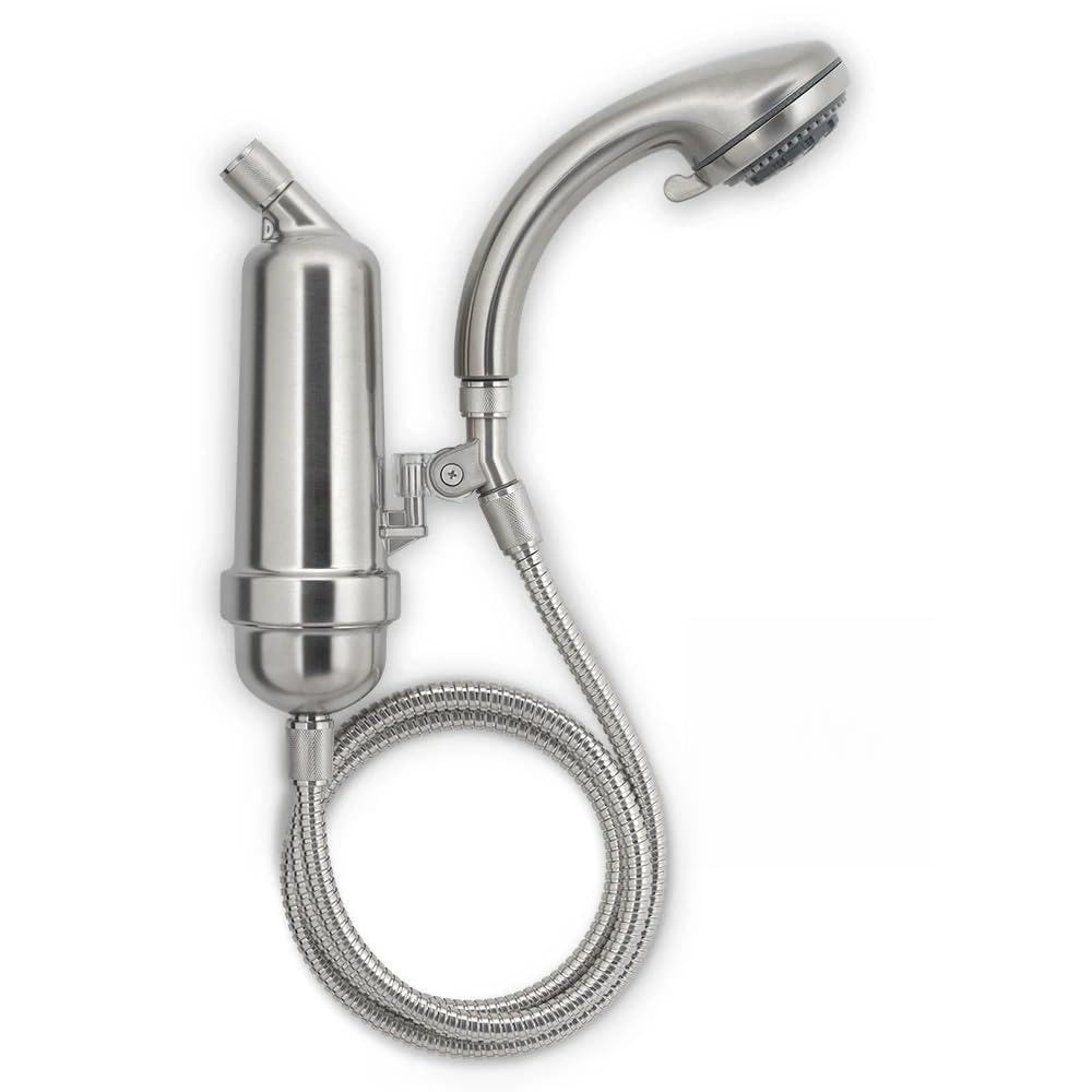 WaterChef Premium Shower Filter System SF-7C-ECO – 1.8 GPM Water-Saving (Brushed Nickel) – Deluxe Adjustable Wand, Advanced Filtration, NSF/ANSI