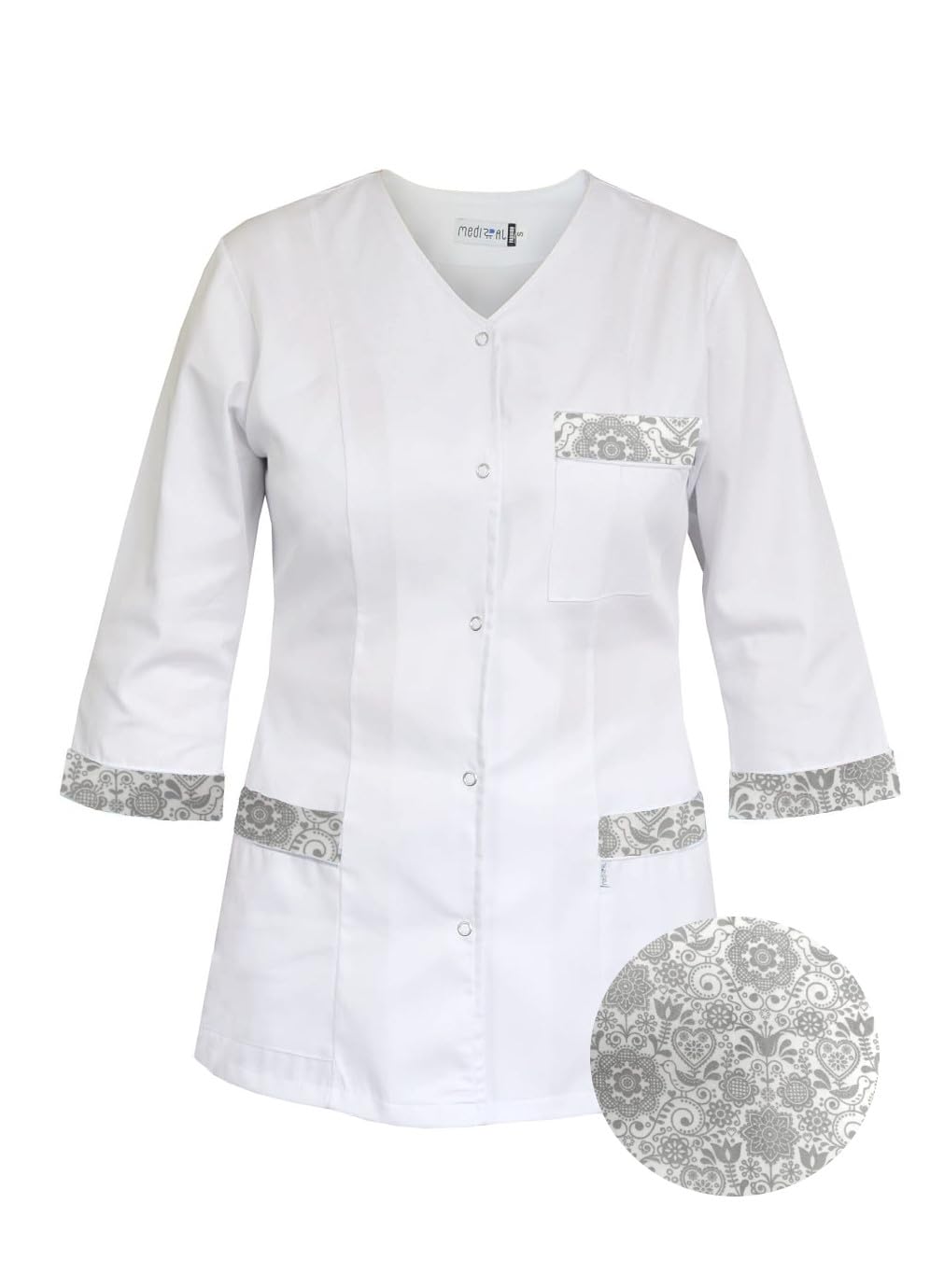 Damen Medizinische Jacke Paradis 3/4 Arm | V-Ausschnitt, Scrubs, Pflege, Ärzte, Ärztinnen