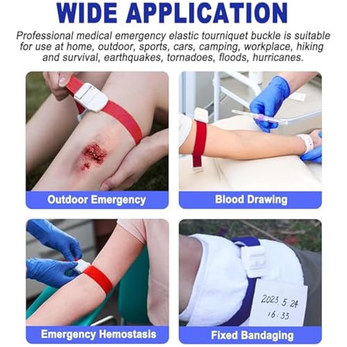 Image of Premium Elastic Medical Tourniquet Belt with Buccal /High Elasticity for Blood Collection - Adjustable, Quick-Release for Blood Collection & Emergency First Aid. (blue, Pack Of 4)