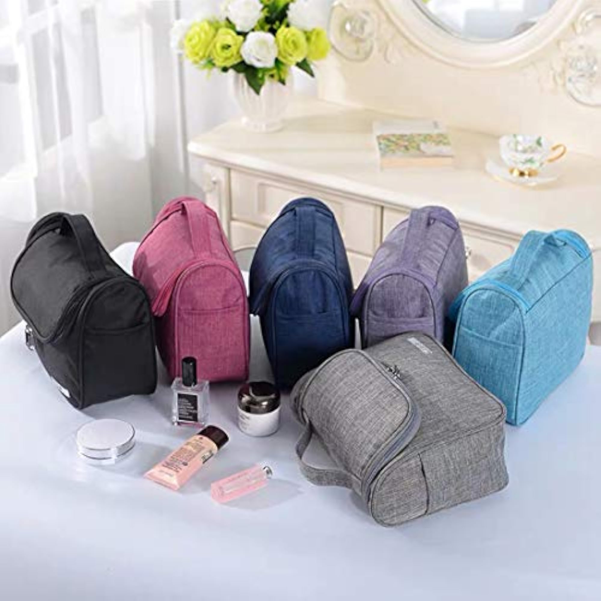 Pink Bathroom Storage Toiletry Bag with Hanging Hook