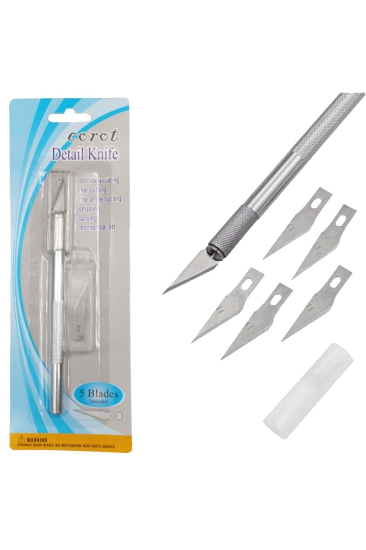 Knife Tasarım Hobi Neşter Kretuar Bıçağı 5 Uç Yedekli Set