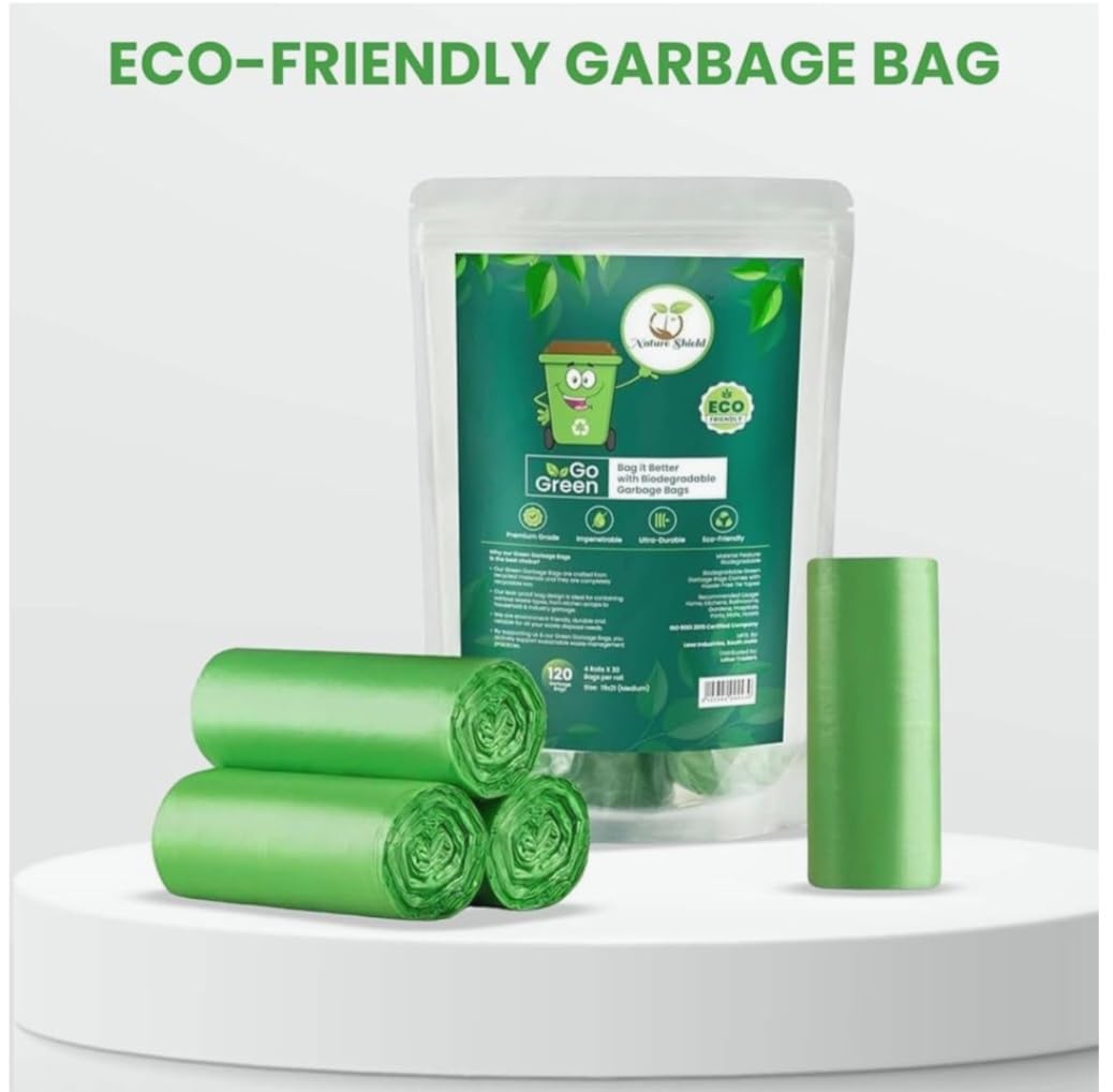 Nature Shield Premium Garbage Bag (4 Rolls) Medium Size,120 Bags, 19 x 21 Inches) Dustbin Bag/Trash Bag for Kitchen, Home,Office - Biodegradable Bag, Leak-Proof Durable, Recyclable (B0D8KV23GV) Amazon Price History, Amazon Price Tracker
