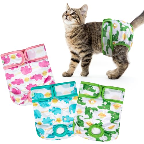 Image of wegreeco Luxury Washable Reusable Dog Cat Diapers (Stylish Pattern) - Female Dog Cat Diapers, Doggie Cat Diaper, 3 Pack (Fancy,Small)