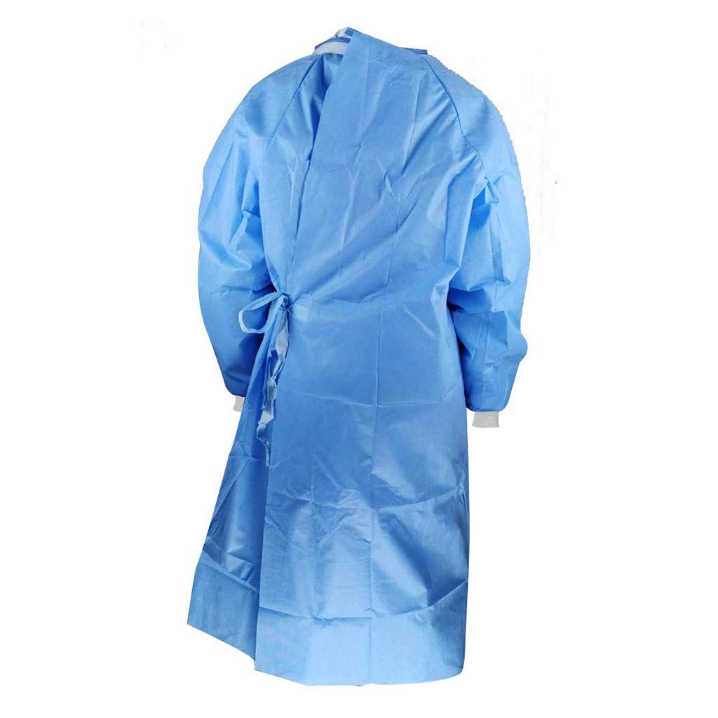 QIMANZI 1/10/20 Stück Unisex Schutzanzug Mehrweg Isolationskittel Non-Woven Medizin OP-Kittel Staubdicht Antibeschlag Wasserdicht Staubfreie Arbeitskleidung Schutzkleidung (A Blau/1PC,XL