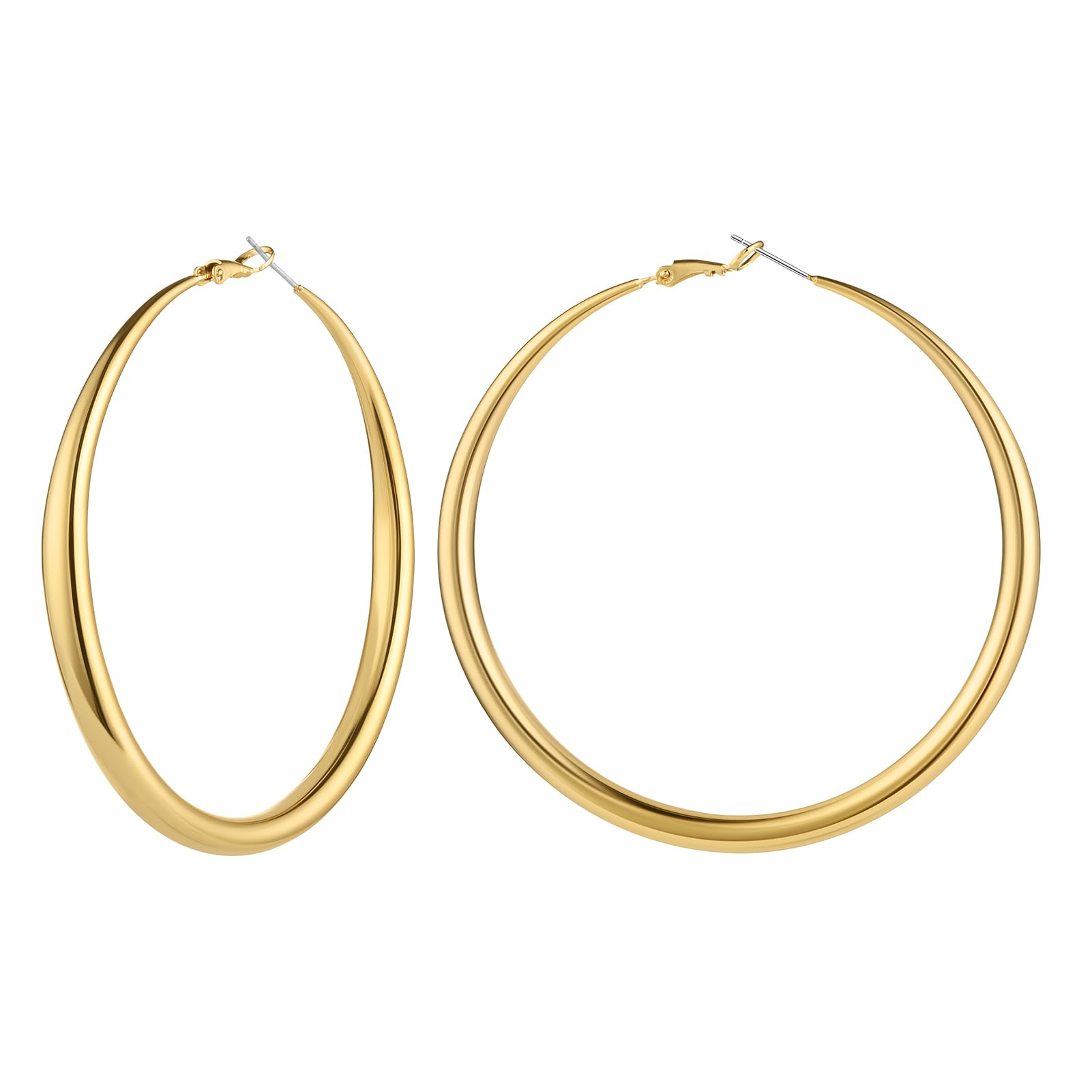 RobeokaChunky Hoop Earrings for Women 18K Real Gold Plated Thick Round Gold Hoops Earrings Hypoallergenic Tube Statement Earring Gift 25/30/40MM