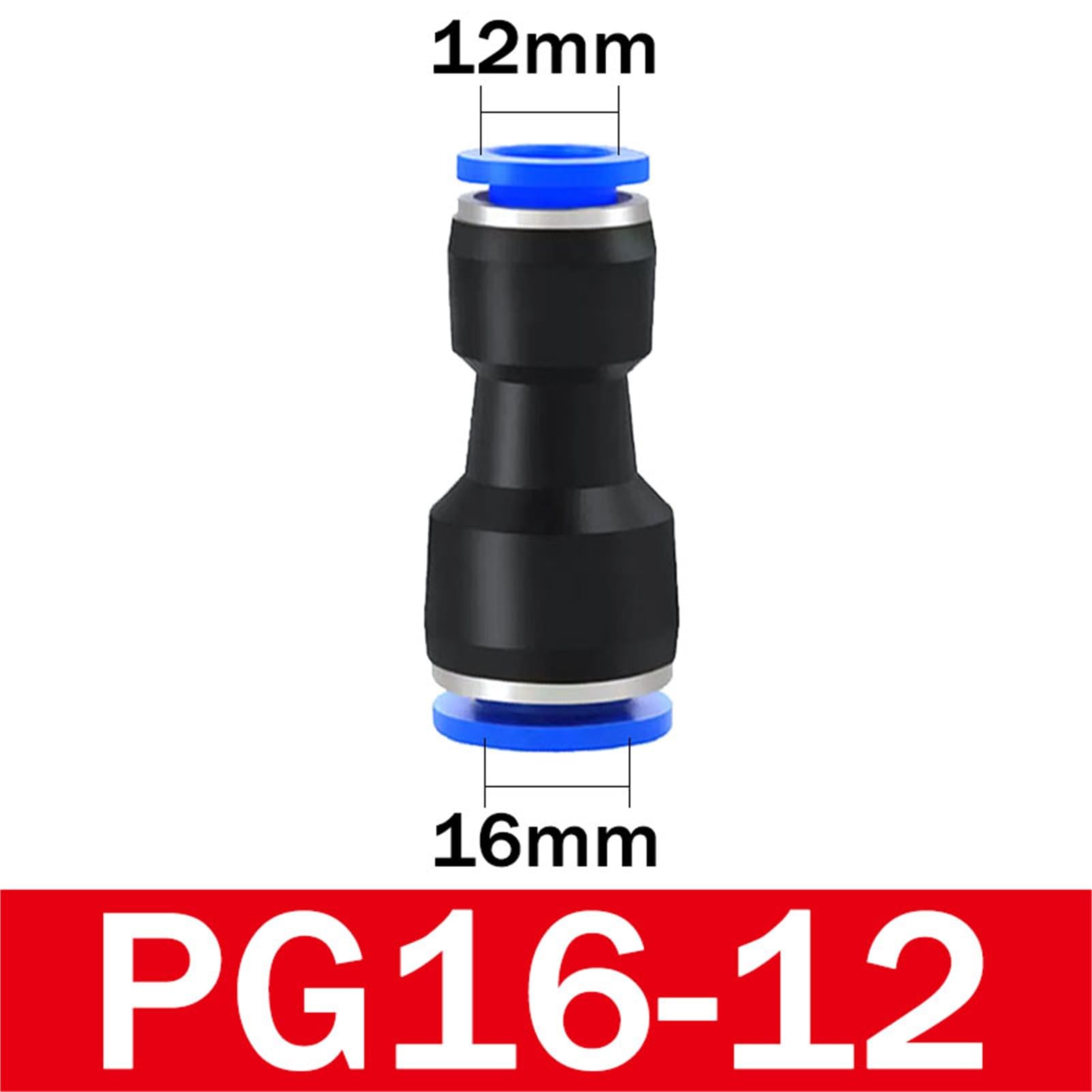 Raccords pneumatiques connecteur en plastique PU for tuyau d'air et d'eau, raccord rapide de gaz droit(PG 16-12,20 PCS)