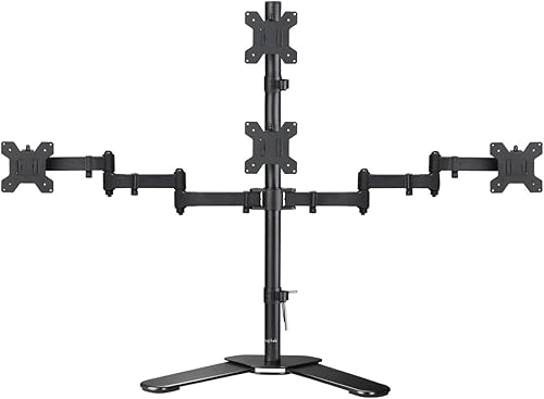Suptek Soporte para monitor LED LCD cuádruple, soporte independiente extra alto de 31.5" de poste, resistente, totalmente ajustable, para 4 (3+1)