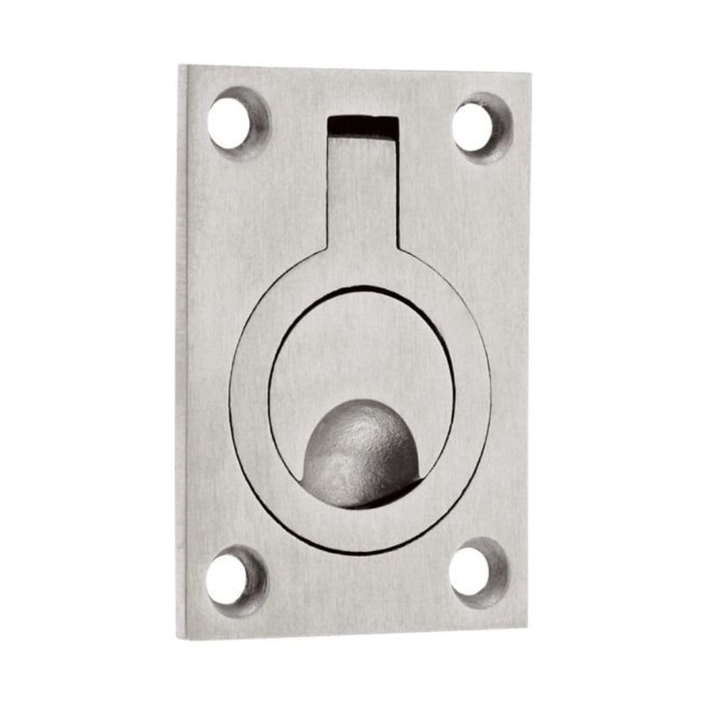 DIRECT DOOR HANDLES. Solid Flush Ring Pull Handle 44mm x 62mm in Satin Stainless Steel