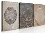 GUBIYU Beige Tree Ring Prints Set of 3 Nordic Prints Tree Stump Prints Tree Ring Art Abstract Art Print Modern Neutral Abstract Tree Rings Wall Art for Bedroom Living Room Home Office Decor 12'x16'