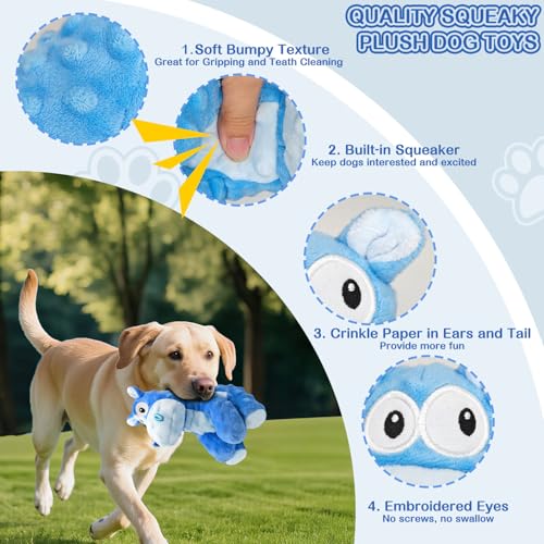 AEITPET Hundespielzeug Quietschend Kuscheltier für Kleine und Mittelgroße Hunde - Langlebiges Plüschspielzeug Süßes Hunde Kuscheltier Interaktives Hund Spielzeug mit Quietscher und Knisterpapier