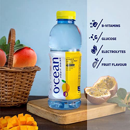 Image of O'CEAN Vegetarian Fruit Water Mango & Passion Flavor Enriched With Vitamins, Electrolyte & Glucose| 500Ml | Pack Of 12