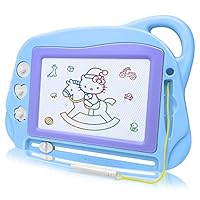 AiTuiTui Magnetic Drawing Board Mini Travel Doodle, Erasable Writing Sketch Colorful Pad Area Educational Learning Toy for Kid/Toddlers/Babies with 3 Stamps and 1 Pen