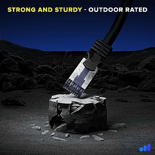 Image of 50 Meter Cat6 Heavy Duty Outdoor Cable Weatherproof /UV Resistant 1000mbps Ethernet Suitable for Direct Burial Installations cat6 Patch LAN Internet Network Cord- Black