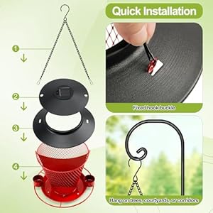 Solar bird feeders metal wild bird feeder outside hanging outdoors backyard for birding wildlife birds feeders rust resistant red  urban country home decor