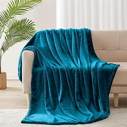 yibo Manta de Franela para Sofá, Manta de Franela para Cama, Manta para Mascotas, Mantas Ligeras, Extra Suave Cálido, 160 x 220cm, Color Esmeralda, Pack 1 Cover