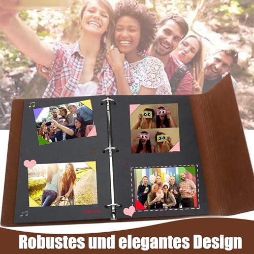 Fotoalbum Lederalbum Selbstgestalten - 21,5x17cm Scrapbook Album, 60 Seiten Scrapbook für 240 Bilder Foto Buch Vintage, Hochzeit Fotobuch, Vintage Fotobuch, Geschenk für Freund (1)