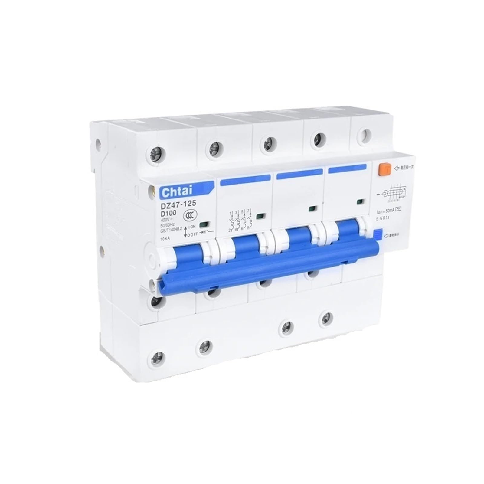 NVSFZGIYG 2pcs DZ47LE-125 Leackage Circuit Breaker Mini RCD RCBO 63A 80A 100A 125A AC230V 400V Leakage ELCB(25v,4P)