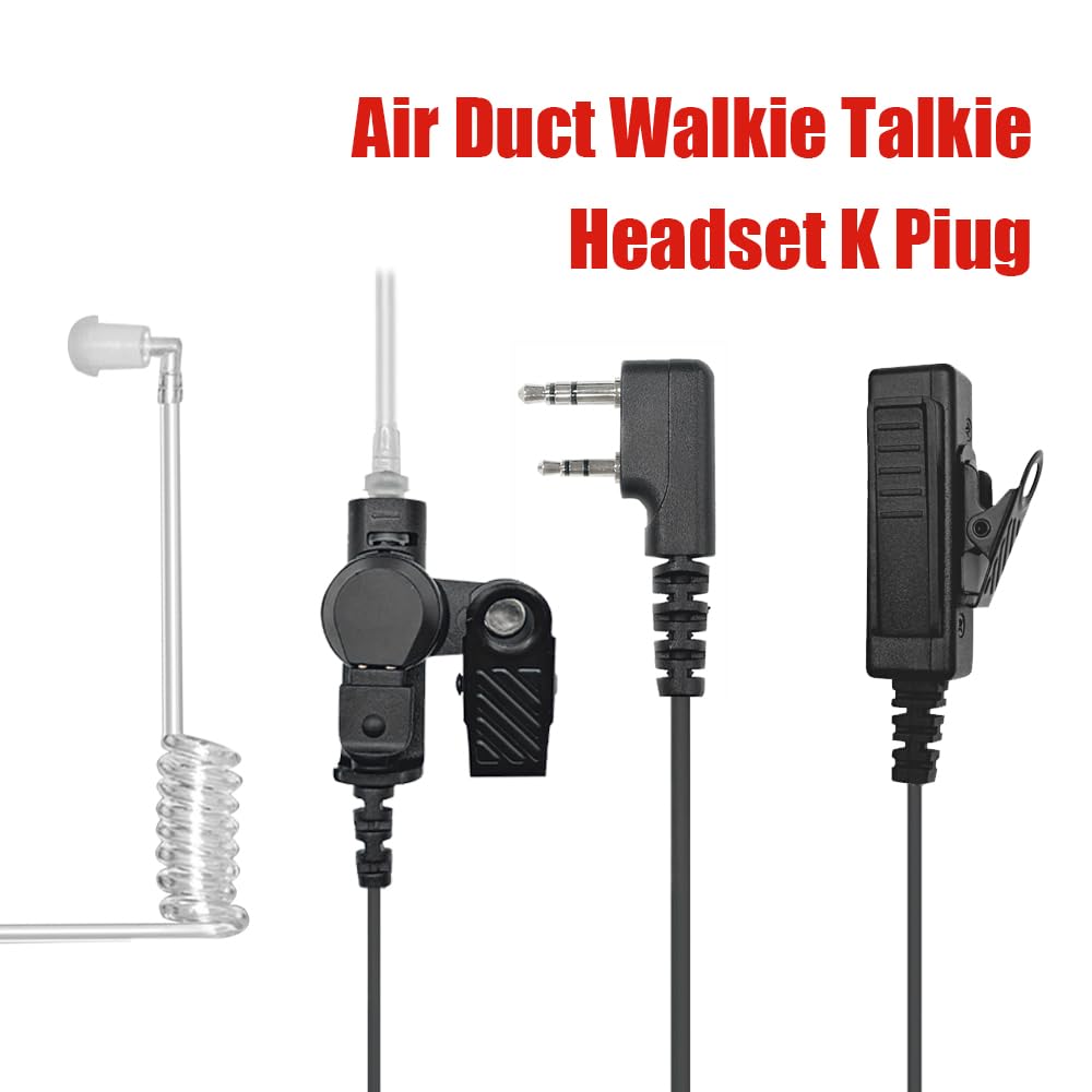 Confezione da 2 auricolari per walkie talkie Big PTT con microfono, 2 pin, per radio bidirezionale Baofeng UV5R Retevis H-777