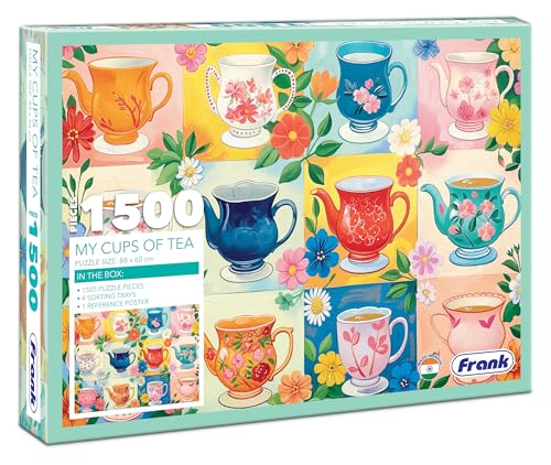 Image of Frank My Cups of Tea 1500 Piece Jigsaw Puzzle for Adults & Teenagers | Puzzle Game with Sorting Trays | Matte Finish Puzzle for Ages 15+ | Made in India | Puzzle for Kids & Adults