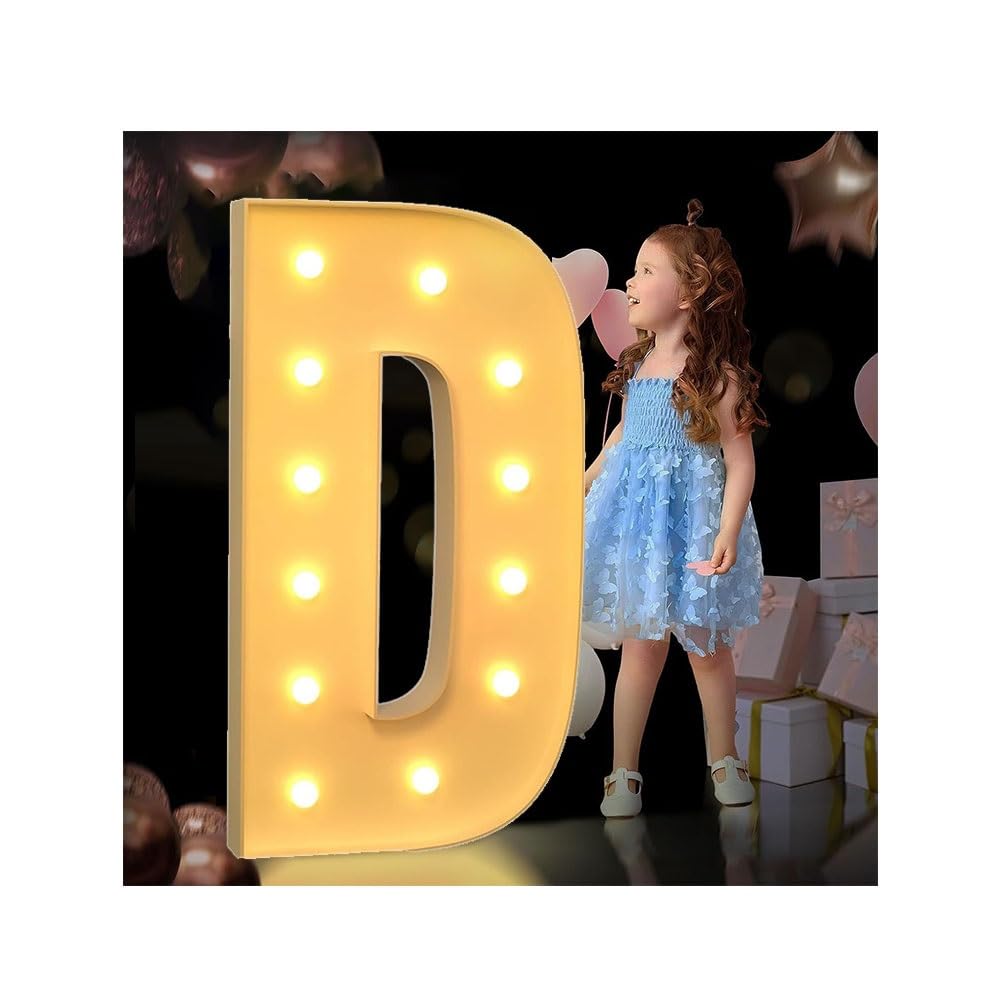 Letras con luces LED, lámparas decorativas para marquesina del alfabeto para decoración de pared del hogar, fiestas de cumpleaños, bodas y uso diario