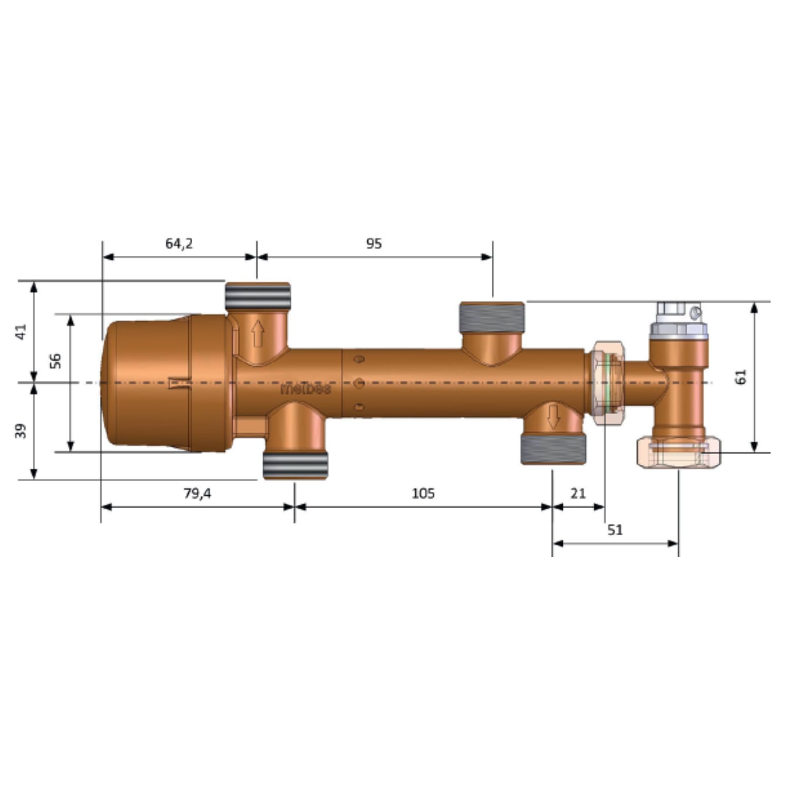 PM-Valve + 3-Voies | Priorité Eau Chaude | Économie d'Énergie | Certification DVGW | Anti-Calcaire | Température Eau Chaude Fiable - ME-10240