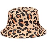 Bucket Hat for Men Women Sun Hat Beach Travel Fishing Hat Double Side Wear Leopard