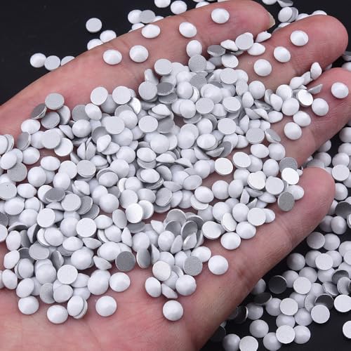 Image of 1440 Pieces SS20 /4.6-4.8mm Flat Back Crystal Rhinestones Round Gems for Nail Art,Solid White