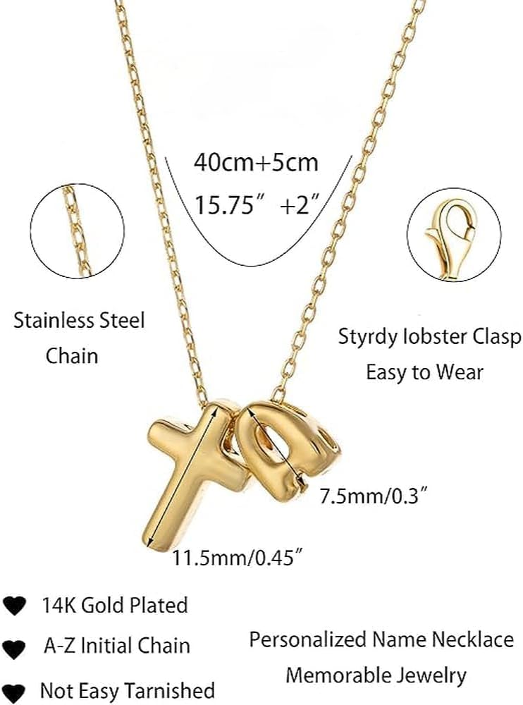 Seamido Cross Gold Initial Necklace for Women, Waterproof 14K Gold Plated Dainty Bubble Letter Necklace Samll Cross Chain, Simple Trendy Name Choker Personalized Jewelry for Her Birthday - Image 4