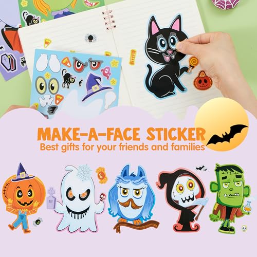 Image of JOYIN 36 Pcs Halloween Make a Face Stickers for Kids, Crafts Party Supplies, Halloween Party Favor, Funny Stickers with 9 Designs, Classroom Art Activities Games Goodies Treats