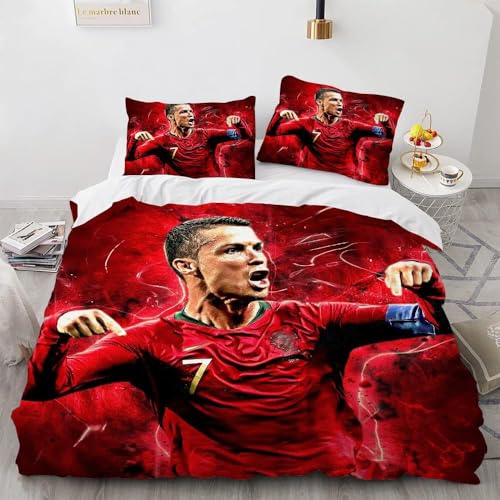 Generisch Fußballstar Bettwäsche-Set Rot 135x200 cm 80x80 cm