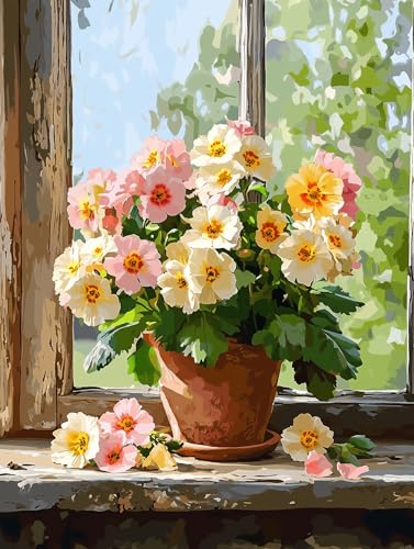 Image of Moohue Art Crafts 14ct Counted Cross Stitch Patterns Kits Flowers Printed Stamped Cross Stitch Kits for Adults Needlepoint Kits (Beautiful Flowers)