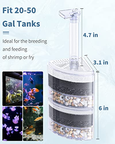 Pawfly Aquarium Corner Sponge Filter Quiet Small Fish Bio Foam Filter With Natural Stones Gravels And Ceramic Rings For Betta Fry Shrimp Fish Tanks Up To 50 Gallons thumb #3
