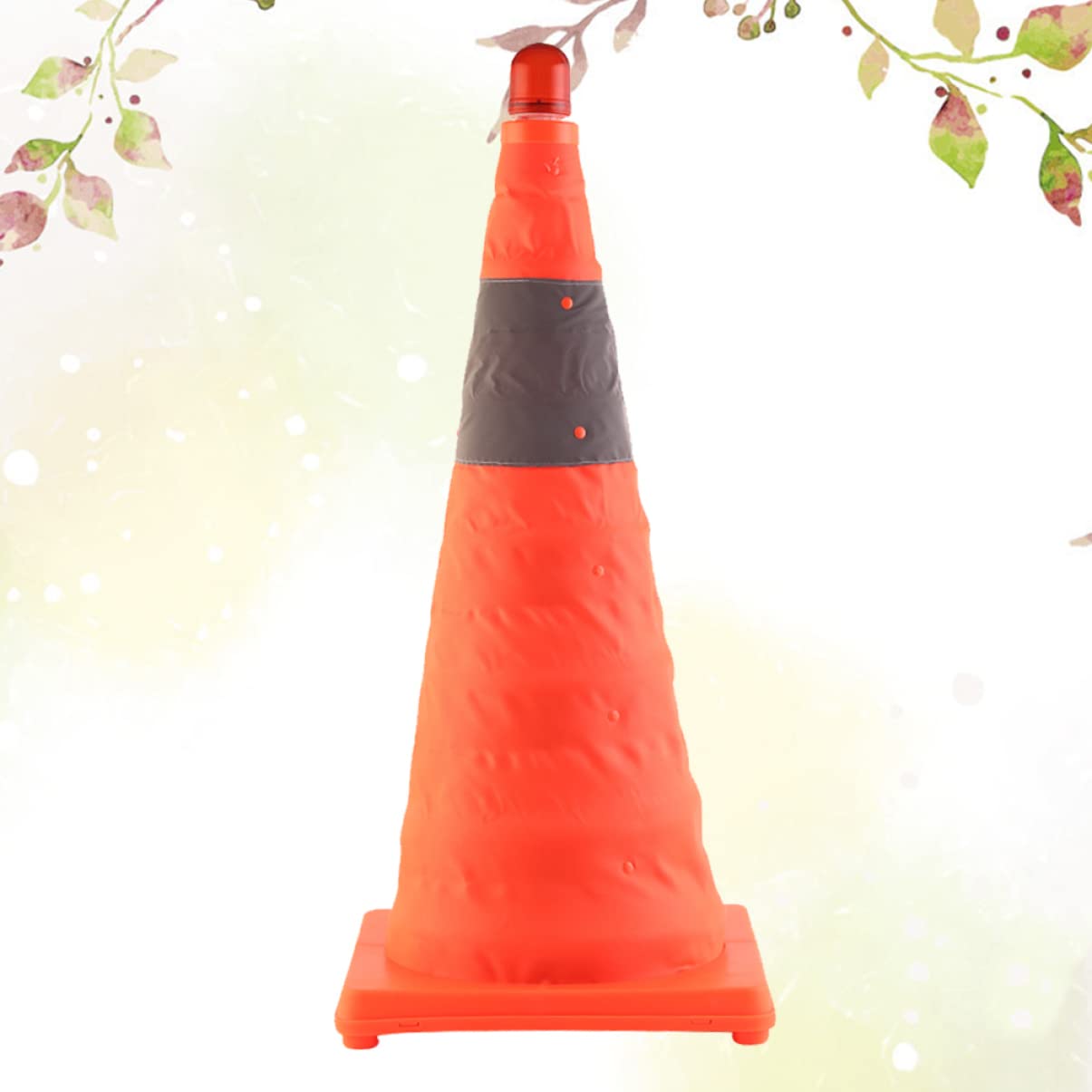 Cône Réfléchissant Pliable avec Lampe LED, 1 Pièce | Orange, Bandes Réfléchissantes, Facile à Transporter, Livré avec 2 Piles Aaa