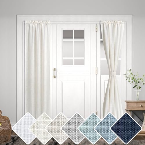 KOUFALL French Door Curtain, Linen Small Curtains for Side Door & Sidelight, 1 Panel, 25x72 Inches...