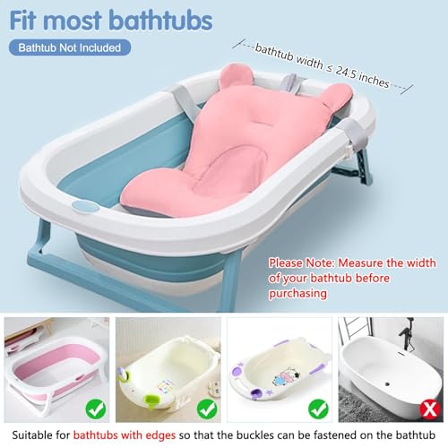 Image of Colorlife Baby Bath Seat Support Net Infant Bathing Seat Support Mat, Comfortable Adjustable Non-Slip Three-Pointed Baby Shower Net Bathtub Sit Up Mesh for Newborn 0-12 Months-Pink(No Bathtub)